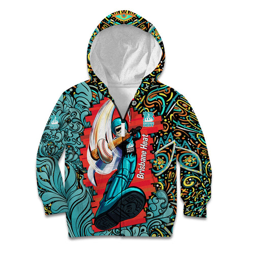 Personalized Brisbane Heat Cricket Kid Hoodie Hippie Psychedelic Pattern Vibrant Mandala Art Style