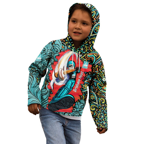 Personalized Brisbane Heat Cricket Kid Hoodie Hippie Psychedelic Pattern Vibrant Mandala Art Style