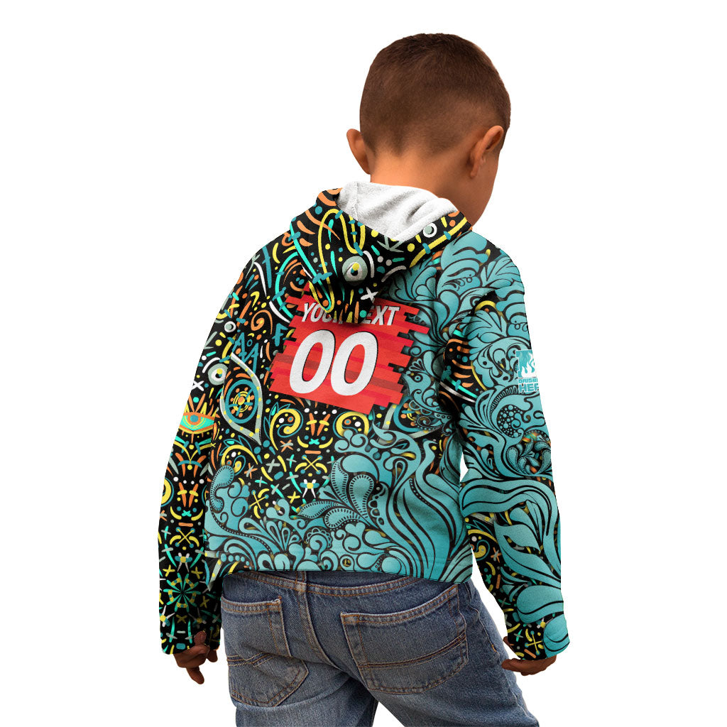 Personalized Brisbane Heat Cricket Kid Hoodie Hippie Psychedelic Pattern Vibrant Mandala Art Style