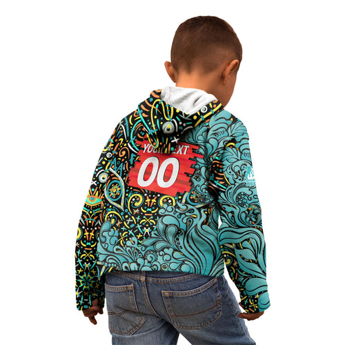 Personalized Brisbane Heat Cricket Kid Hoodie Hippie Psychedelic Pattern Vibrant Mandala Art Style