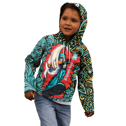 Personalized Brisbane Heat Cricket Kid Hoodie Hippie Psychedelic Pattern Vibrant Mandala Art Style