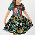 Personalized Brisbane Heat Cricket Kid Short Sleeve Dress Hippie Psychedelic Pattern Vibrant Mandala Art Style