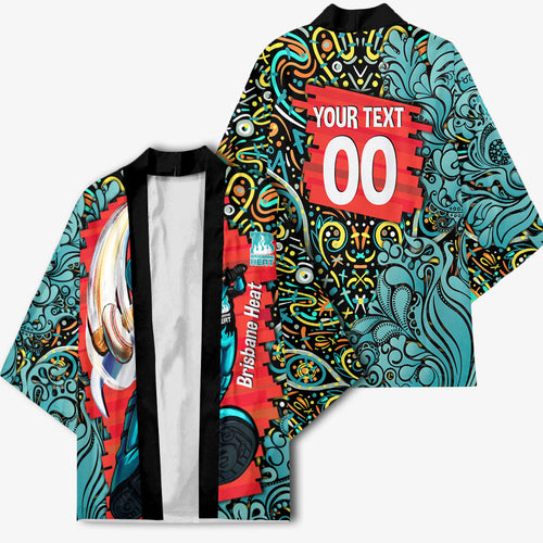 Personalized Brisbane Heat Cricket Kimono Hippie Psychedelic Pattern Vibrant Mandala Art Style