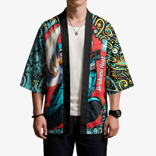 Personalized Brisbane Heat Cricket Kimono Hippie Psychedelic Pattern Vibrant Mandala Art Style