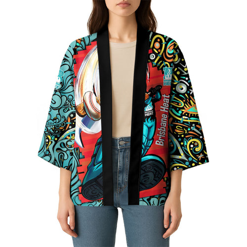Personalized Brisbane Heat Cricket Kimono Hippie Psychedelic Pattern Vibrant Mandala Art Style