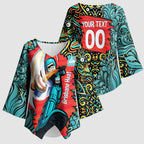 Personalized Brisbane Heat Cricket Kimono Sleeve Blouse Hippie Psychedelic Pattern Vibrant Mandala Art Style