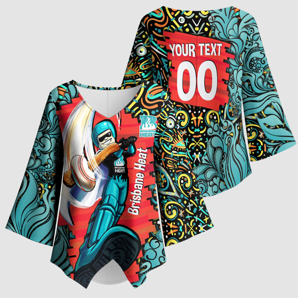 Personalized Brisbane Heat Cricket Kimono Sleeve Blouse Hippie Psychedelic Pattern Vibrant Mandala Art Style