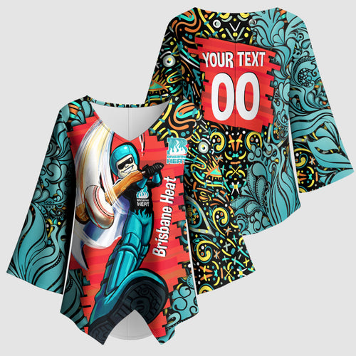 Personalized Brisbane Heat Cricket Kimono Sleeve Blouse Hippie Psychedelic Pattern Vibrant Mandala Art Style