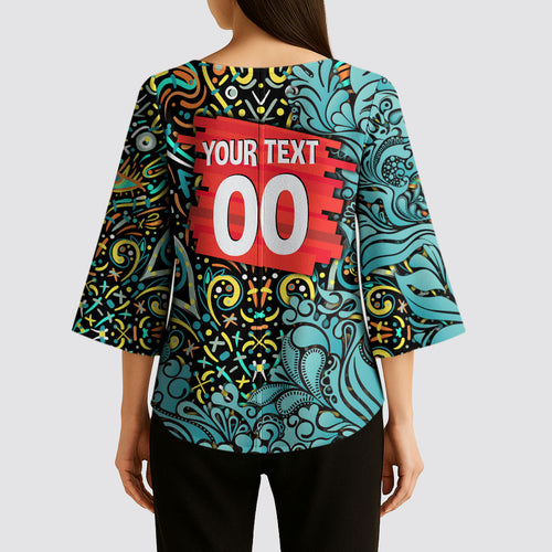 Personalized Brisbane Heat Cricket Kimono Sleeve Blouse Hippie Psychedelic Pattern Vibrant Mandala Art Style