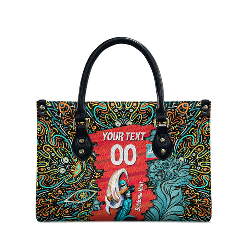 Personalized Brisbane Heat Cricket Leather Bag Hippie Psychedelic Pattern Vibrant Mandala Art Style