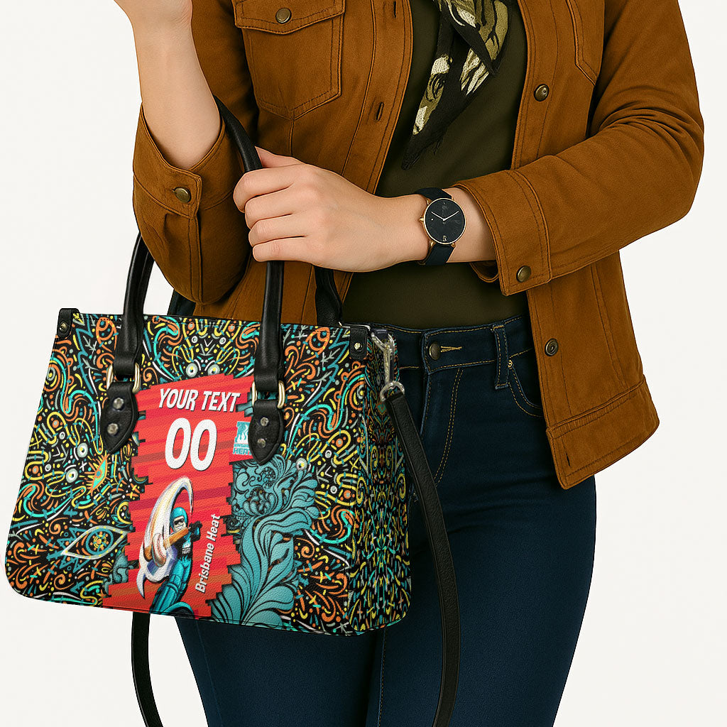 Personalized Brisbane Heat Cricket Leather Bag Hippie Psychedelic Pattern Vibrant Mandala Art Style