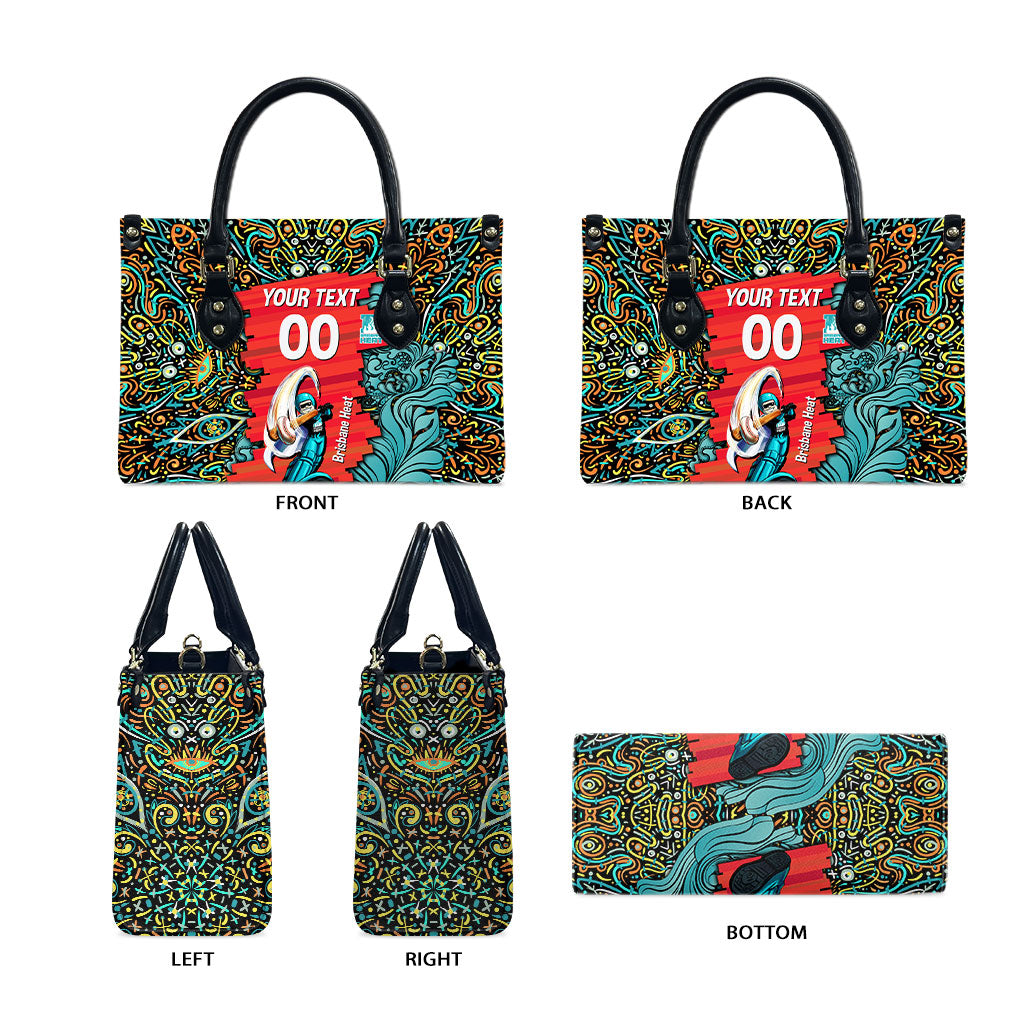 Personalized Brisbane Heat Cricket Leather Bag Hippie Psychedelic Pattern Vibrant Mandala Art Style