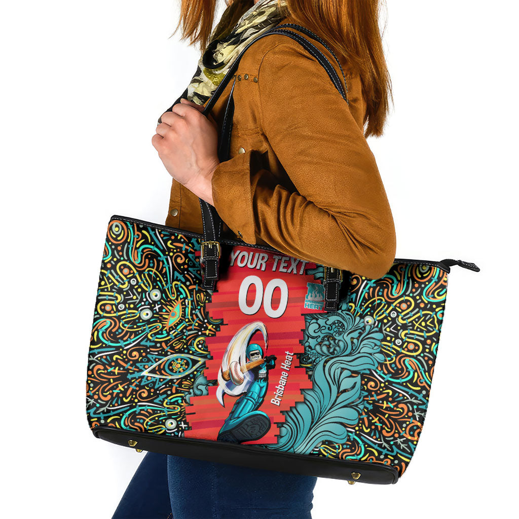 Personalized Brisbane Heat Cricket Leather Tote Bag Hippie Psychedelic Pattern Vibrant Mandala Art Style