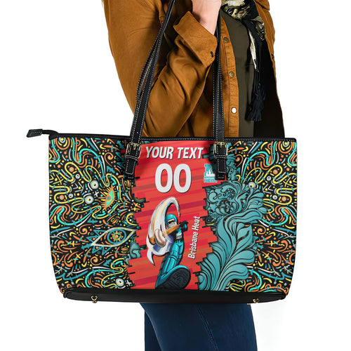 Personalized Brisbane Heat Cricket Leather Tote Bag Hippie Psychedelic Pattern Vibrant Mandala Art Style