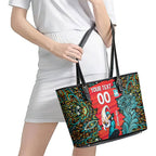 Personalized Brisbane Heat Cricket Leather Tote Bag Hippie Psychedelic Pattern Vibrant Mandala Art Style