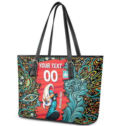 Personalized Brisbane Heat Cricket Leather Tote Bag Hippie Psychedelic Pattern Vibrant Mandala Art Style