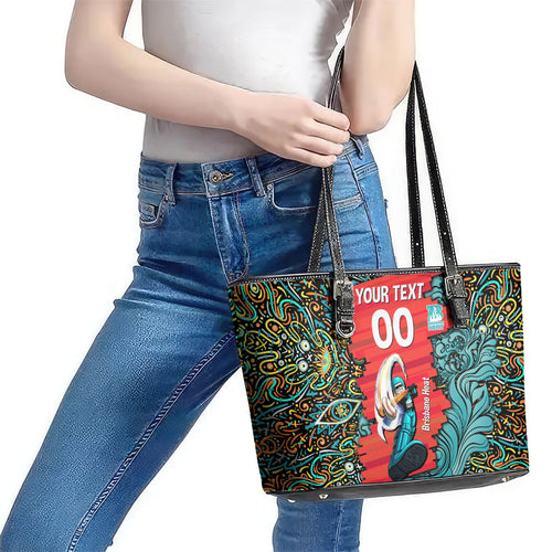 Personalized Brisbane Heat Cricket Leather Tote Bag Hippie Psychedelic Pattern Vibrant Mandala Art Style