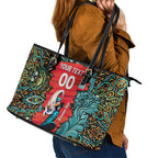 Personalized Brisbane Heat Cricket Leather Tote Bag Hippie Psychedelic Pattern Vibrant Mandala Art Style