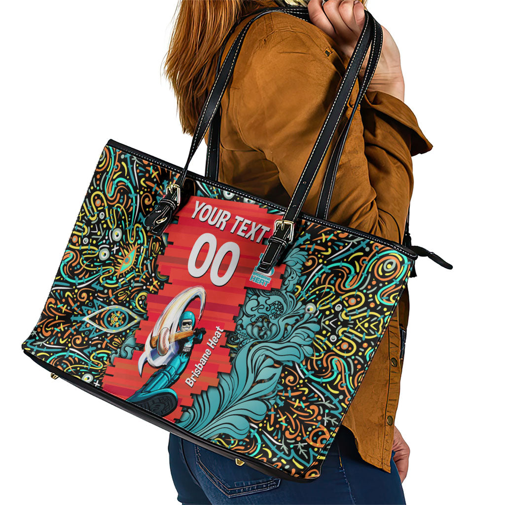 Personalized Brisbane Heat Cricket Leather Tote Bag Hippie Psychedelic Pattern Vibrant Mandala Art Style