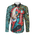 Personalized Brisbane Heat Cricket Long Sleeve Button Shirt Hippie Psychedelic Pattern Vibrant Mandala Art Style