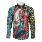 Personalized Brisbane Heat Cricket Long Sleeve Button Shirt Hippie Psychedelic Pattern Vibrant Mandala Art Style