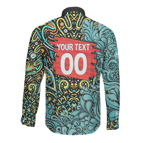 Personalized Brisbane Heat Cricket Long Sleeve Button Shirt Hippie Psychedelic Pattern Vibrant Mandala Art Style