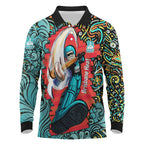 Personalized Brisbane Heat Cricket Long Sleeve Polo Shirt Hippie Psychedelic Pattern Vibrant Mandala Art Style