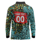 Personalized Brisbane Heat Cricket Long Sleeve Polo Shirt Hippie Psychedelic Pattern Vibrant Mandala Art Style