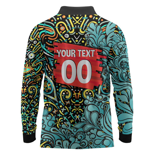 Personalized Brisbane Heat Cricket Long Sleeve Polo Shirt Hippie Psychedelic Pattern Vibrant Mandala Art Style