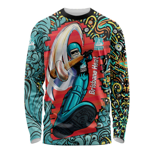 Personalized Brisbane Heat Cricket Long Sleeve Shirt Hippie Psychedelic Pattern Vibrant Mandala Art Style