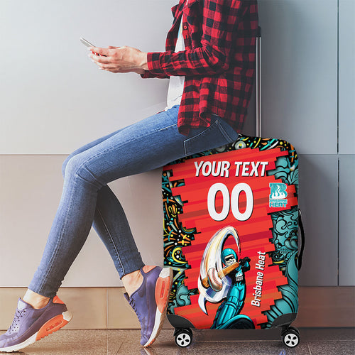 Personalized Brisbane Heat Cricket Luggage Cover Hippie Psychedelic Pattern Vibrant Mandala Art Style