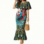 Personalized Brisbane Heat Cricket Mermaid Dress Hippie Psychedelic Pattern Vibrant Mandala Art Style