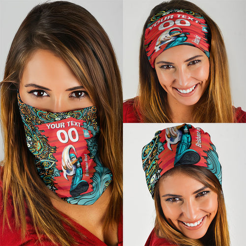 Personalized Brisbane Heat Cricket Neck Gaiter Hippie Psychedelic Pattern Vibrant Mandala Art Style