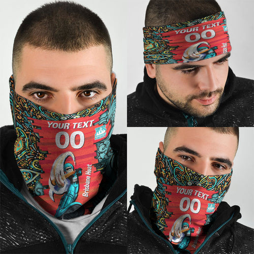Personalized Brisbane Heat Cricket Neck Gaiter Hippie Psychedelic Pattern Vibrant Mandala Art Style
