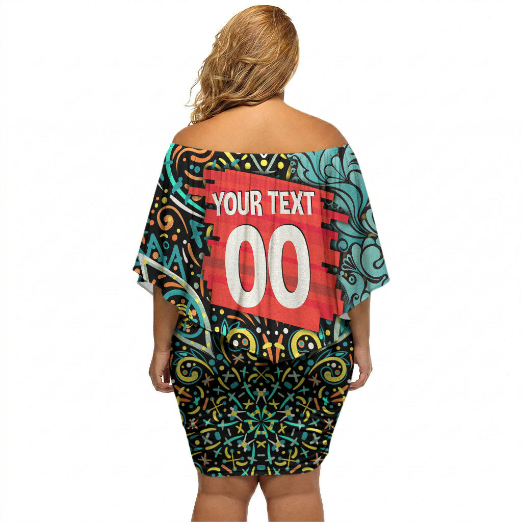 Personalized Brisbane Heat Cricket Off Shoulder Short Dress Hippie Psychedelic Pattern Vibrant Mandala Art Style