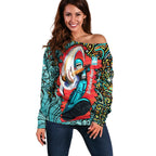 Personalized Brisbane Heat Cricket Off Shoulder Sweater Hippie Psychedelic Pattern Vibrant Mandala Art Style