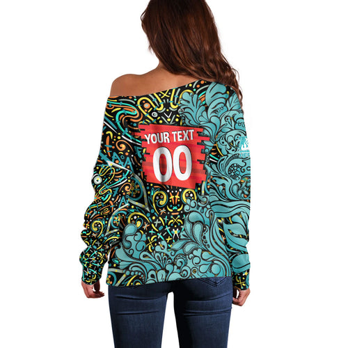Personalized Brisbane Heat Cricket Off Shoulder Sweater Hippie Psychedelic Pattern Vibrant Mandala Art Style