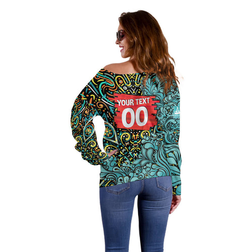 Personalized Brisbane Heat Cricket Off Shoulder Sweater Hippie Psychedelic Pattern Vibrant Mandala Art Style