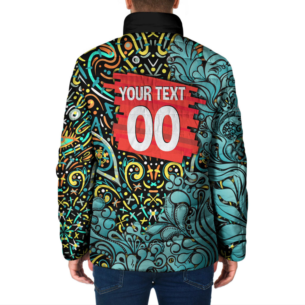 Personalized Brisbane Heat Cricket Padded Jacket Hippie Psychedelic Pattern Vibrant Mandala Art Style