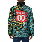 Personalized Brisbane Heat Cricket Padded Jacket Hippie Psychedelic Pattern Vibrant Mandala Art Style