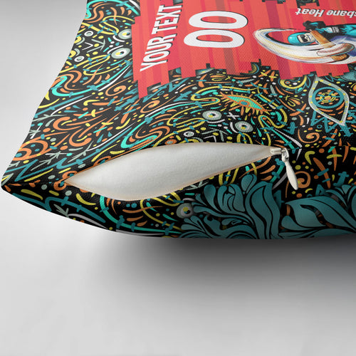 Personalized Brisbane Heat Cricket Pillow Cover Hippie Psychedelic Pattern Vibrant Mandala Art Style