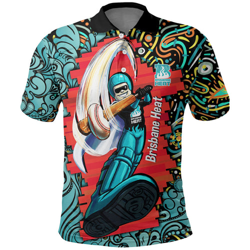 Personalized Brisbane Heat Cricket Polo Shirt Hippie Psychedelic Pattern Vibrant Mandala Art Style