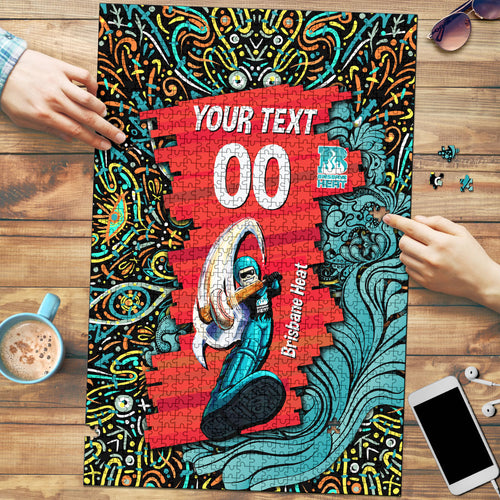 Personalized Brisbane Heat Cricket Puzzle Hippie Psychedelic Pattern Vibrant Mandala Art Style