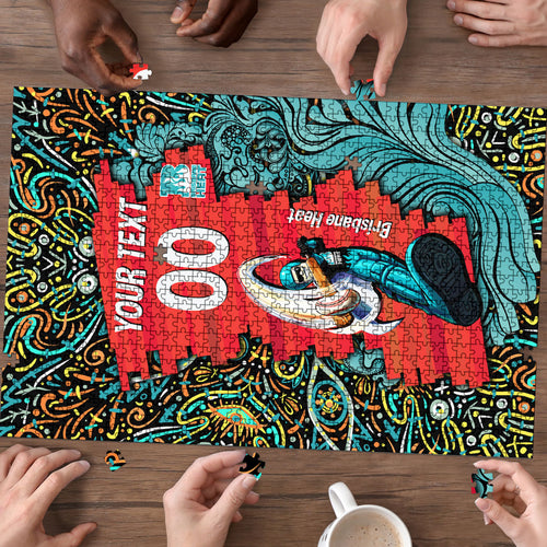 Personalized Brisbane Heat Cricket Puzzle Hippie Psychedelic Pattern Vibrant Mandala Art Style