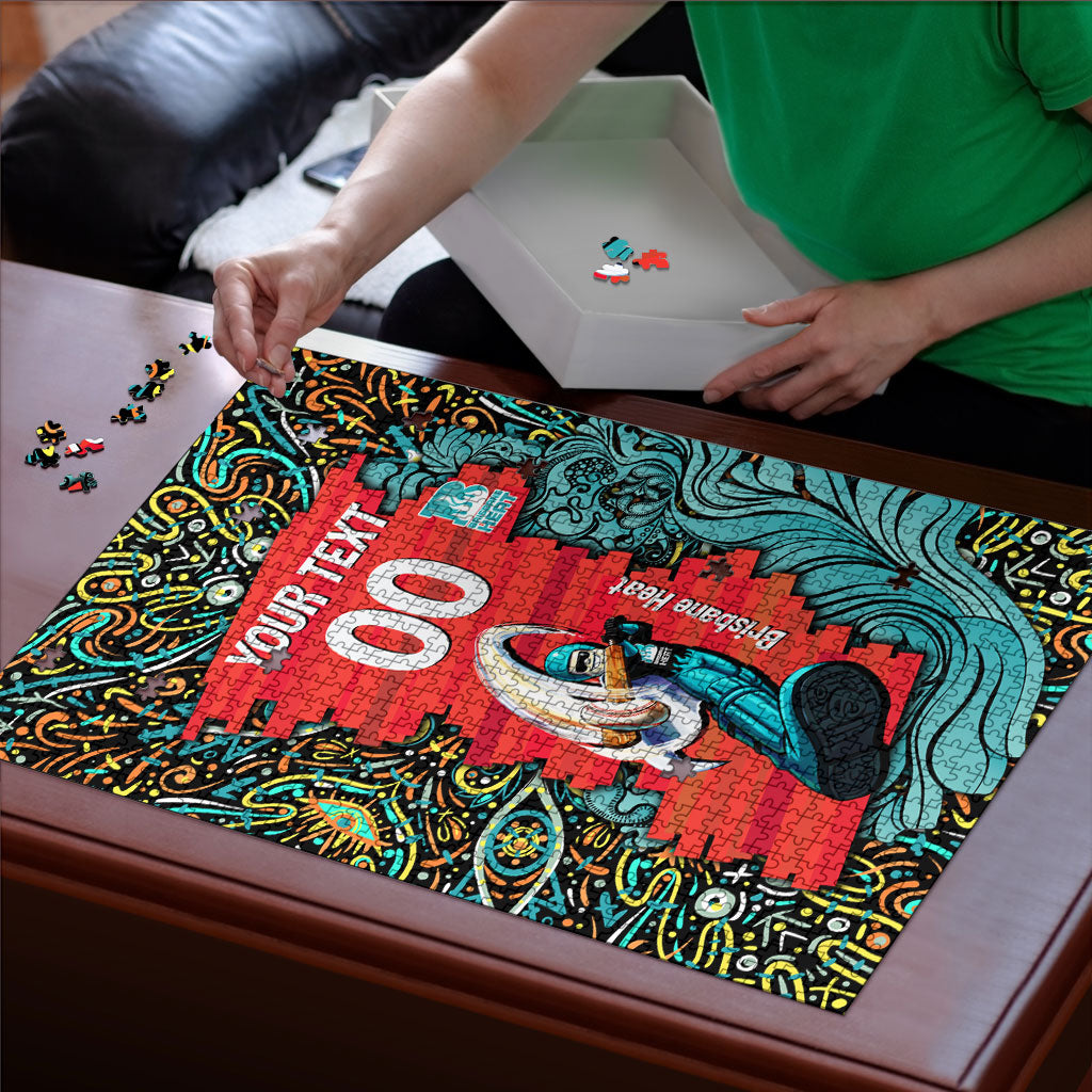 Personalized Brisbane Heat Cricket Puzzle Hippie Psychedelic Pattern Vibrant Mandala Art Style