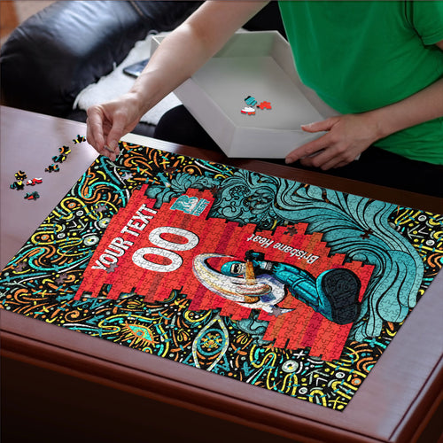 Personalized Brisbane Heat Cricket Puzzle Hippie Psychedelic Pattern Vibrant Mandala Art Style