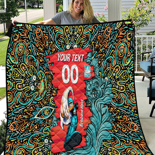 Personalized Brisbane Heat Cricket Quilt Hippie Psychedelic Pattern Vibrant Mandala Art Style