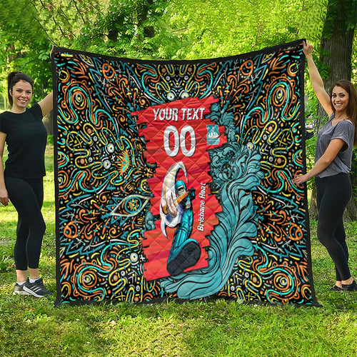 Personalized Brisbane Heat Cricket Quilt Hippie Psychedelic Pattern Vibrant Mandala Art Style
