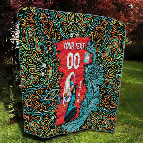 Personalized Brisbane Heat Cricket Quilt Hippie Psychedelic Pattern Vibrant Mandala Art Style