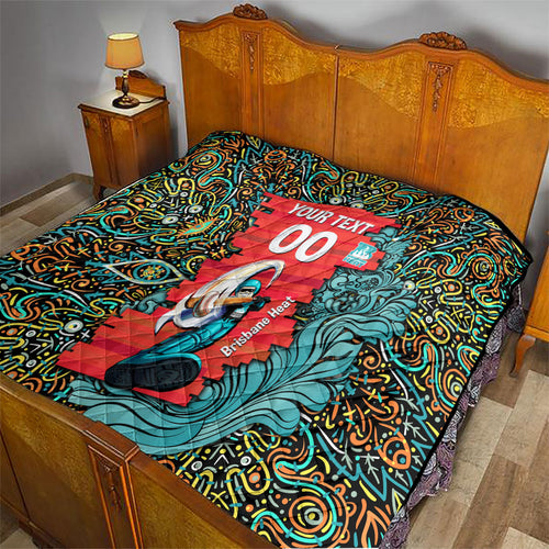 Personalized Brisbane Heat Cricket Quilt Hippie Psychedelic Pattern Vibrant Mandala Art Style